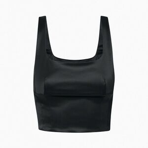 Aritzia Wilfred Shine Bustier in Black Satin, size Medium